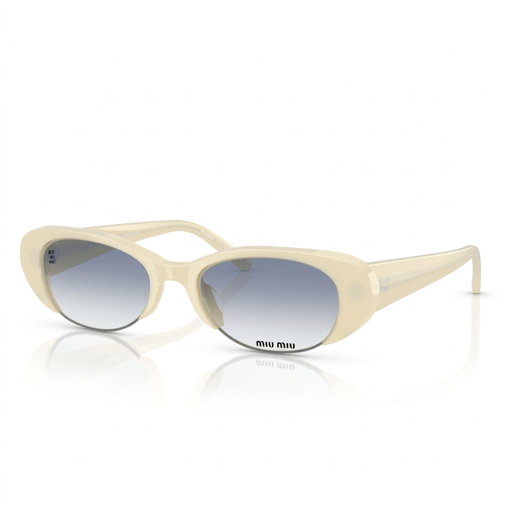 Miu Miu Women Vedette Oval Cut-Out Light Blue Gradient Sunglasses
