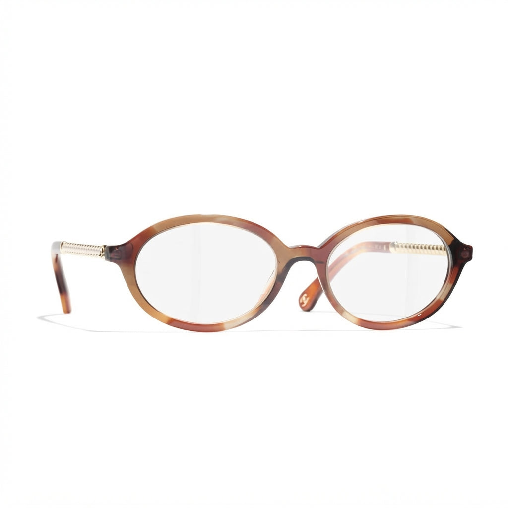 Chanel Women Optical Oval Dark Tortoise Eyeglasses