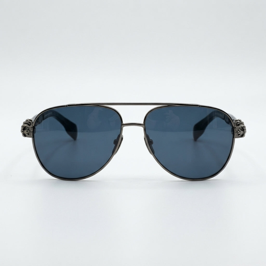 Chrome Hearts Unisex Aviator Gunmetal Frame Blue Tint Sunglasses