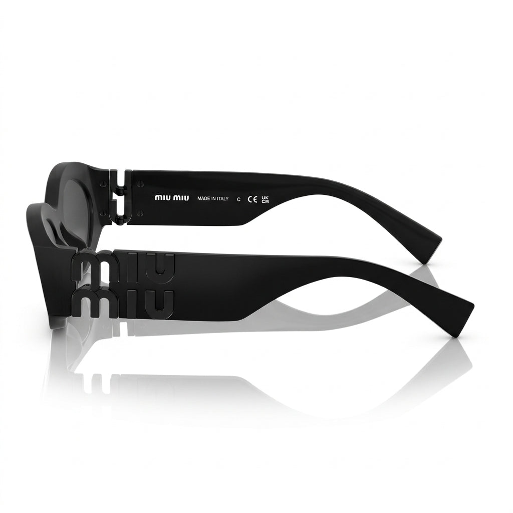 Miu Miu Women MU 11WS Glimpse Oval Matte Black / Dark Grey Sunglasses