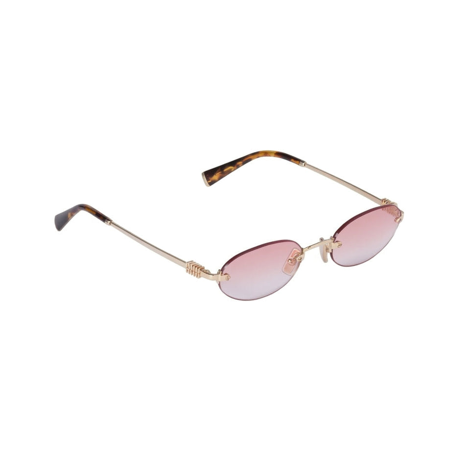 Miu Miu Women Rimless Oval Gradient Pink Sunglasses