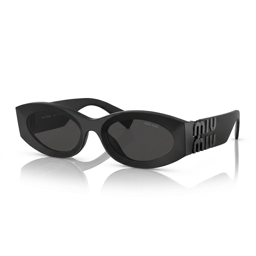 Miu Miu Women MU 11WS Glimpse Oval Matte Black / Dark Grey Sunglasses