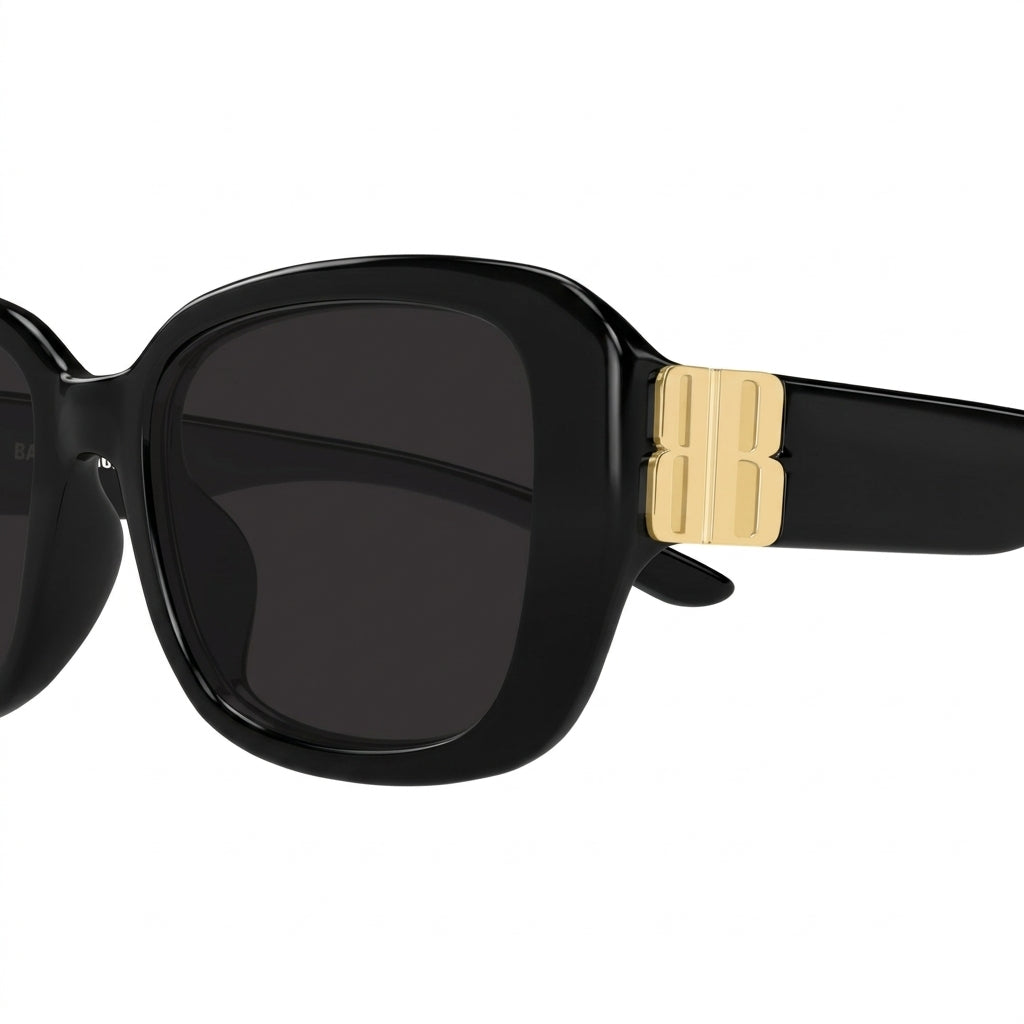 Balenciaga Women BB0508SK Everyday Rectangular Black / Gold Sunglasses