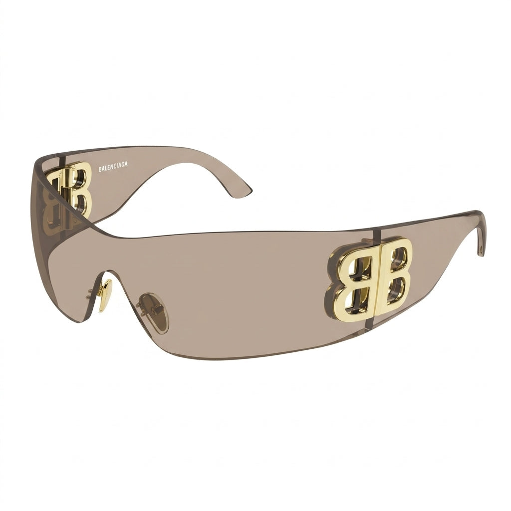 Balenciaga Unisex BB0359S Bossy Mask Shield Brown / Gold Sunglasses