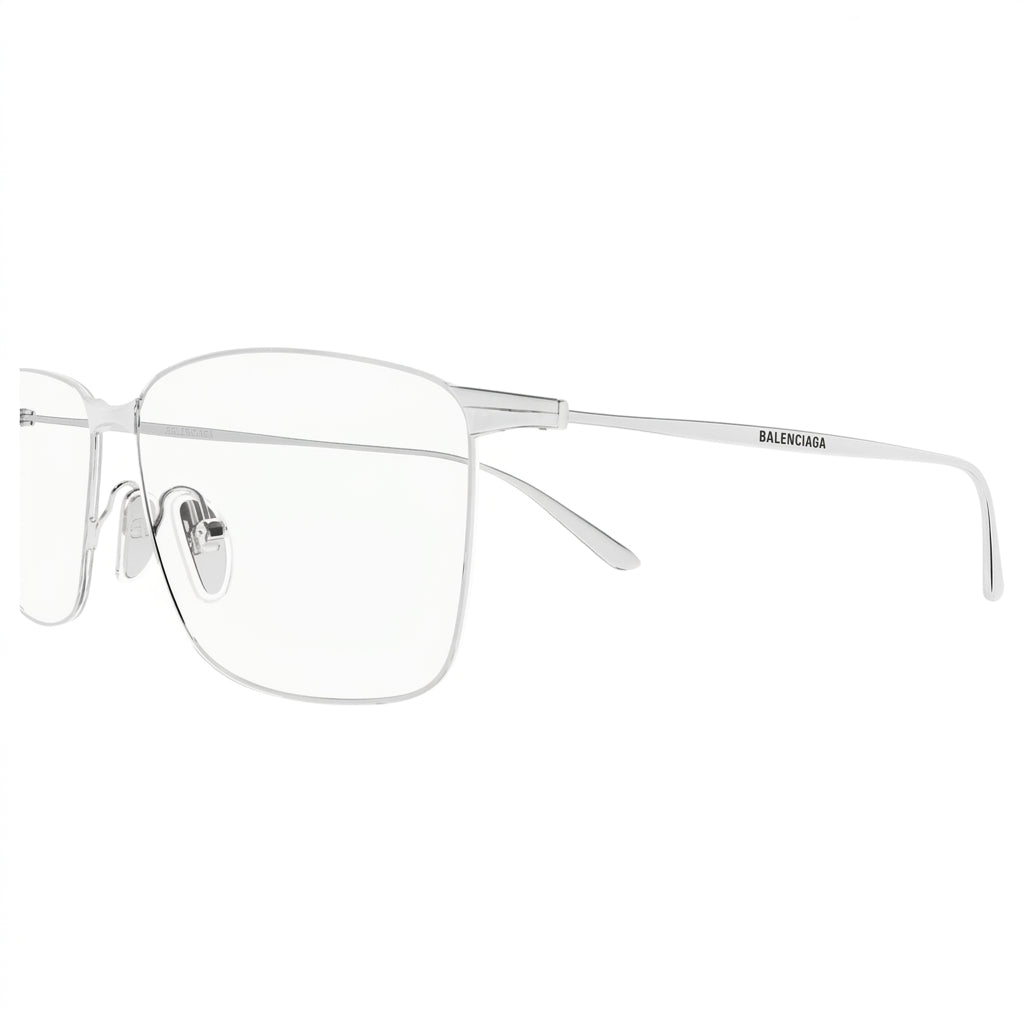 Balenciaga Men BB0415O Ultra-Thin Metal Rectangle Silver Eyeglasses