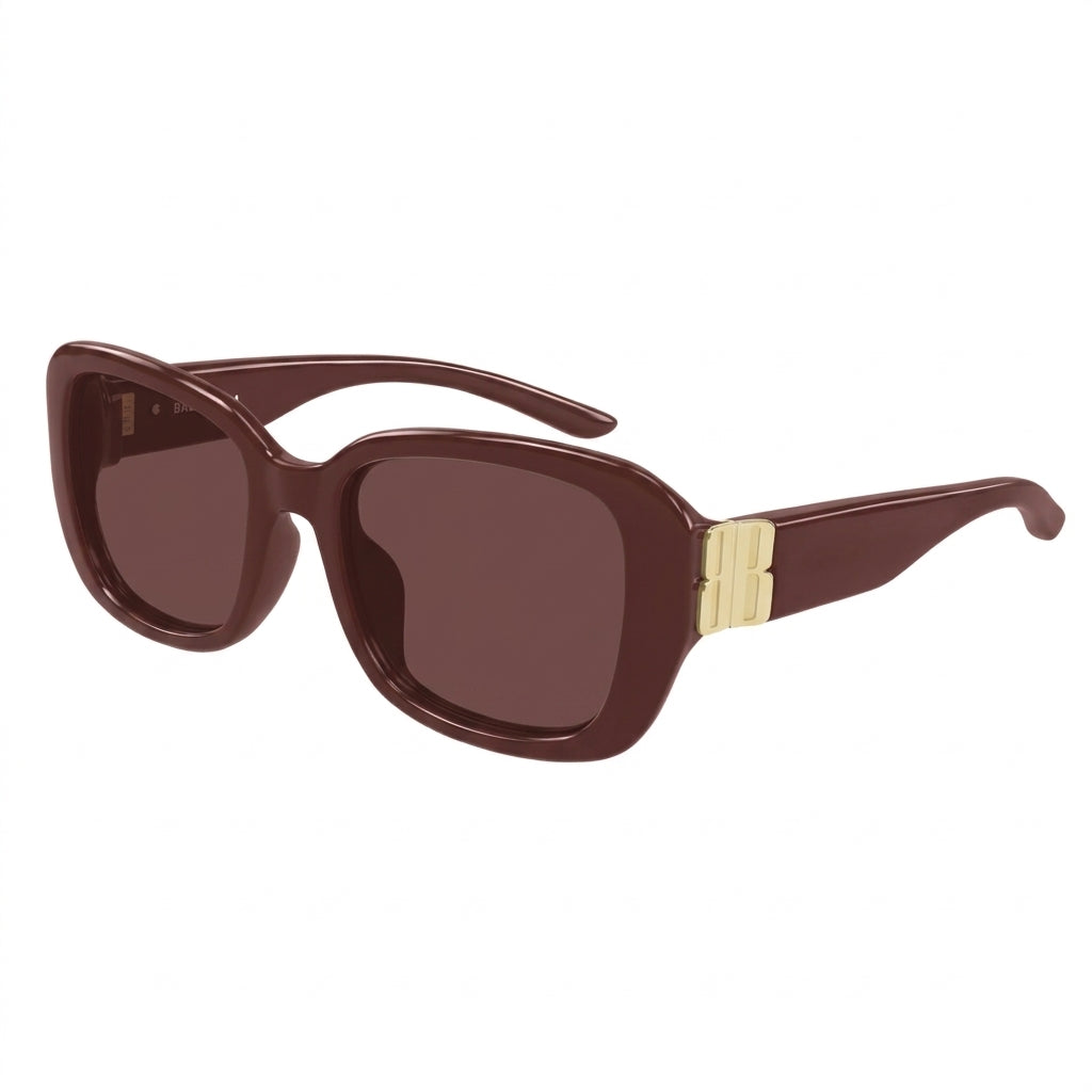 Balenciaga Women BB0508SK Everyday Rectangular Burgundy / Gold Sunglasses