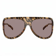 Miu Miu MU A01S Unisex Aviator Shield Honey Tortoise / Soft Grey-Mauve Sunglasses 