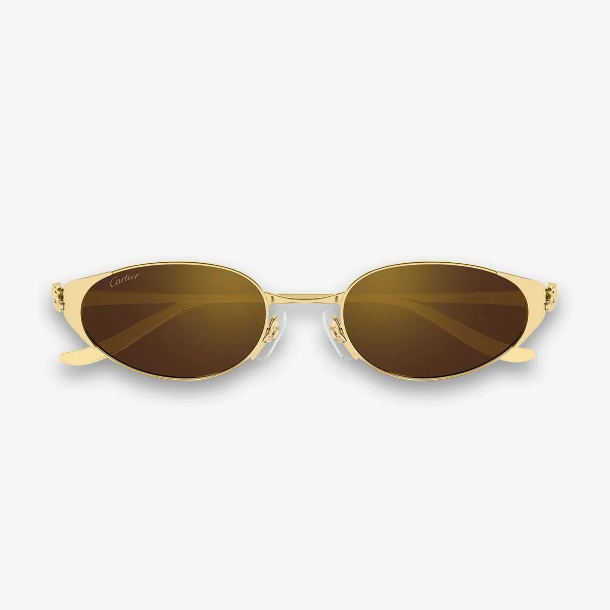 Cartier Panthère de C Women Oval Gold & Brown Mirrored Lenses Sunglasses
