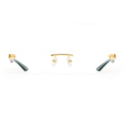 MAYBACH The Artist III Unisex Luxury 24K Gold / Emerald Green Buffalo Horn Eyeglasses