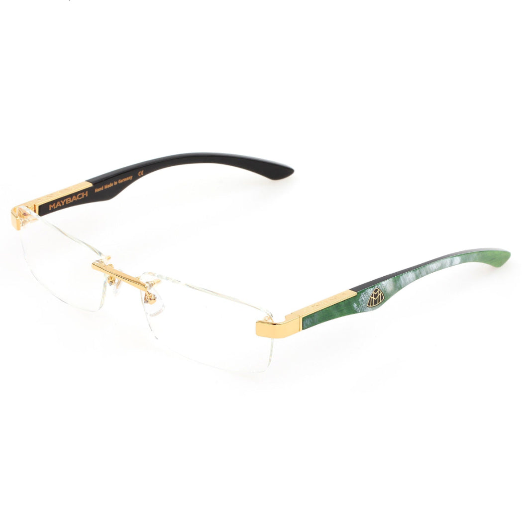 MAYBACH The Artist III Unisex Luxury 24K Gold / Emerald Buffalo Horn Eyeglasses