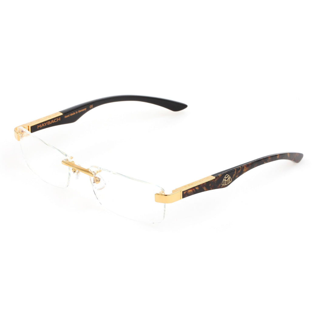 MAYBACH The Artist III Unisex Luxury 24K Gold / Dark Amber Buffalo Horn Eyeglasses