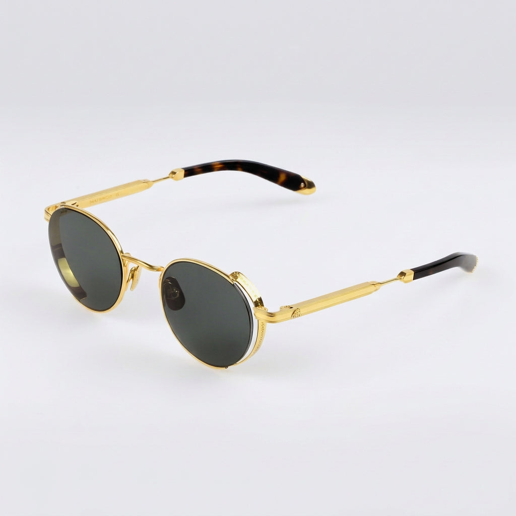 Maybach THE BOULEVARD I Unisex 24K Gold Titanium Dark Tortoise Luxury Sunglasses