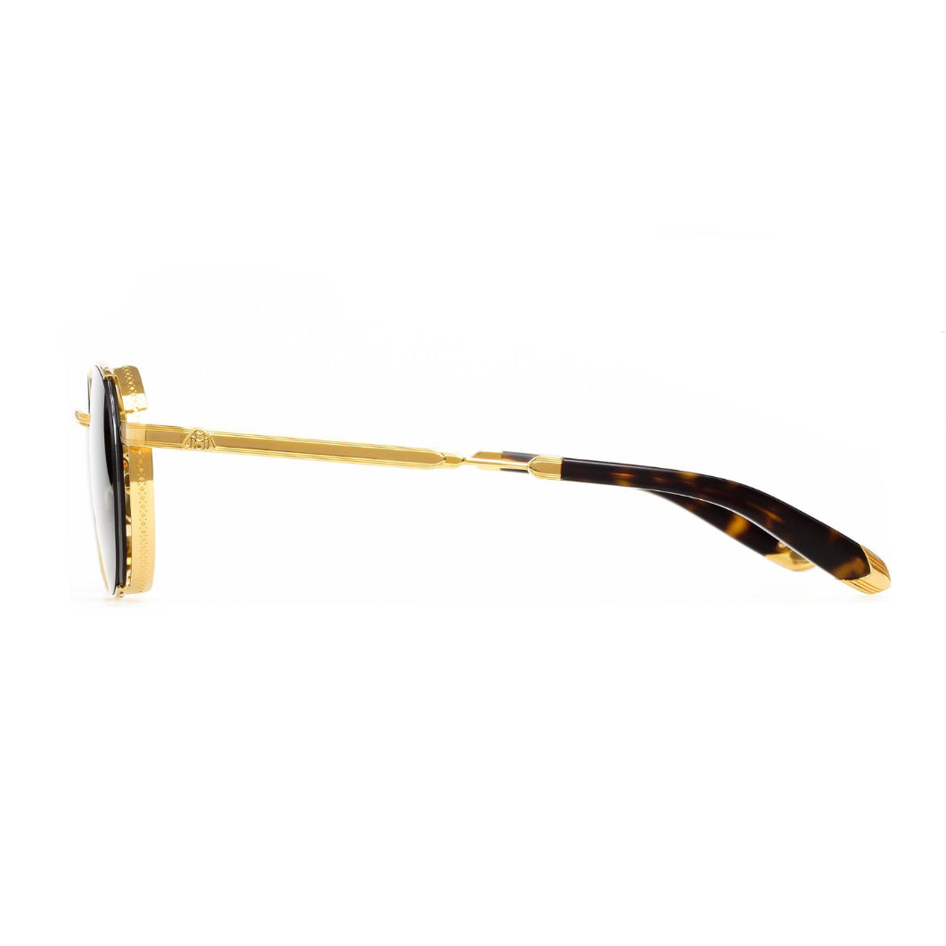 Maybach THE BOULEVARD I Unisex 24K Gold Titanium Dark Tortoise Luxury Sunglasses