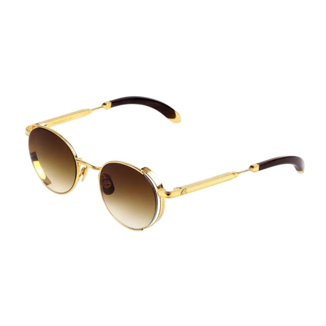 Maybach THE BOULEVARD I Unisex 24K Gold Titanium Ebony Wood Light Bronze Gradient Luxury Sunglasses
