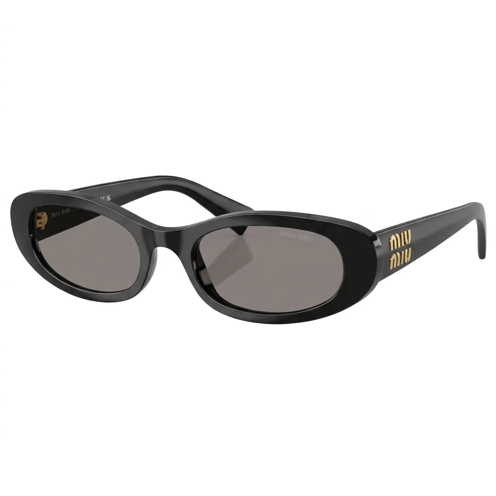 Miu Miu Women Oval Black / Dark Gray Sunglasses