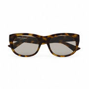 Saint Laurent Women SL 815 Romy Squared Oval Dark Havana / Light Yellow Sunglasses
