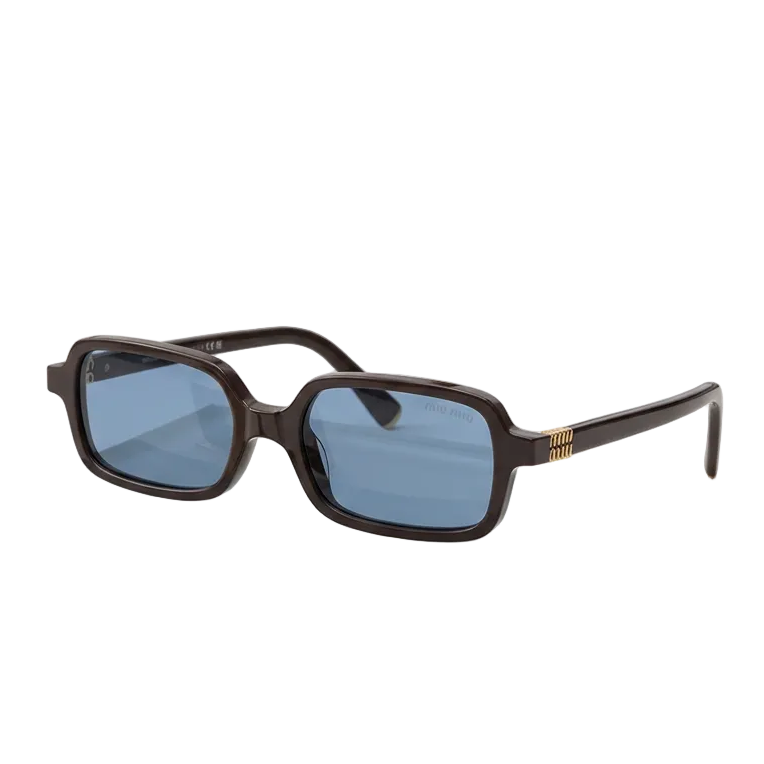 Miu Miu Regard MU 11ZS Women Rectangular Moka / Light Blue Sunglasses