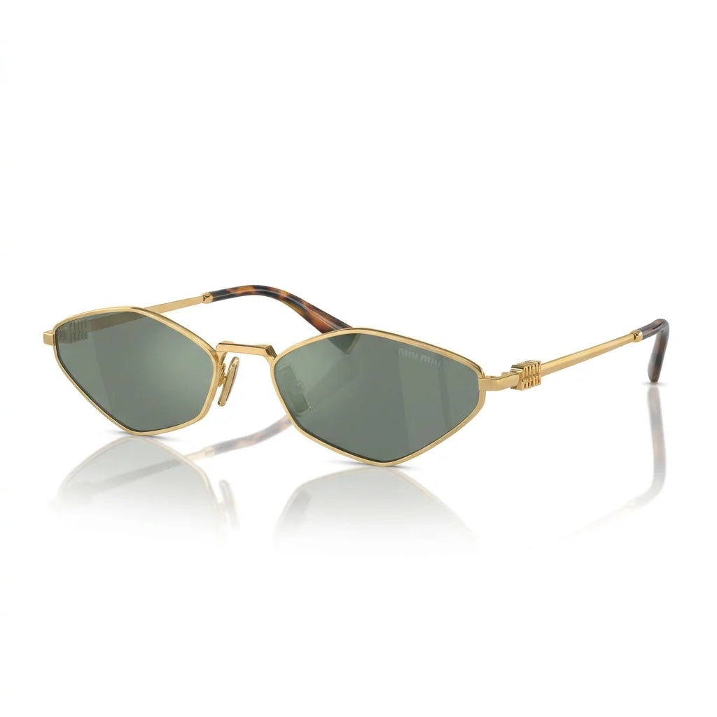 Miu Miu Women Gold Metal / Green Mirrored Sunglasses