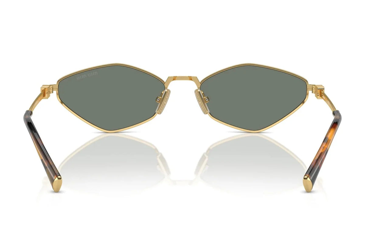 Miu Miu Women Gold Metal / Green Mirrored Sunglasses