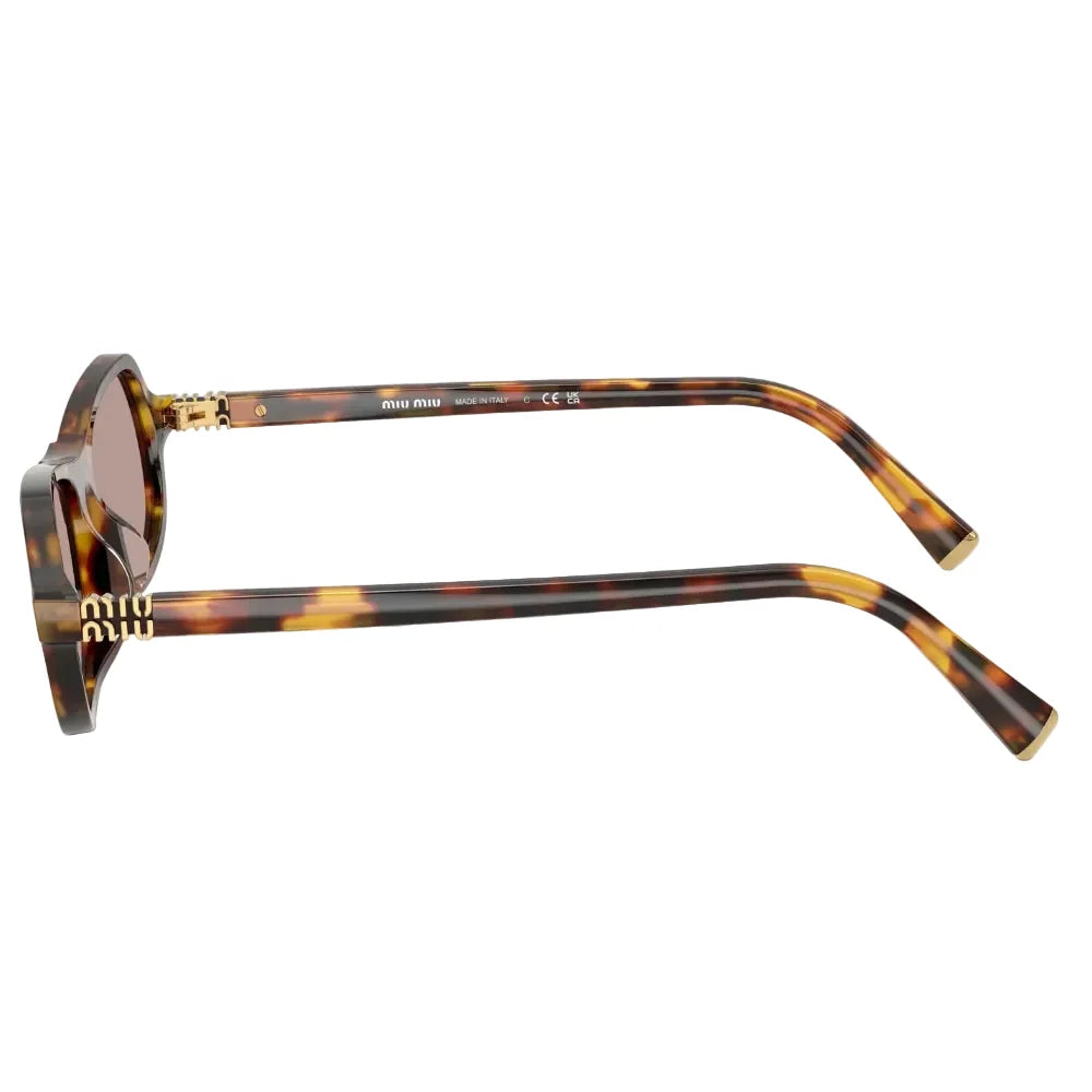 Miu Miu Women MU B10SU Irregular Honey Havana / Light Purple Brown Sunglasses