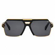 Philipp Plein Unisex Contemporary Flat-Top Aviator Black & Gold Sunglasses