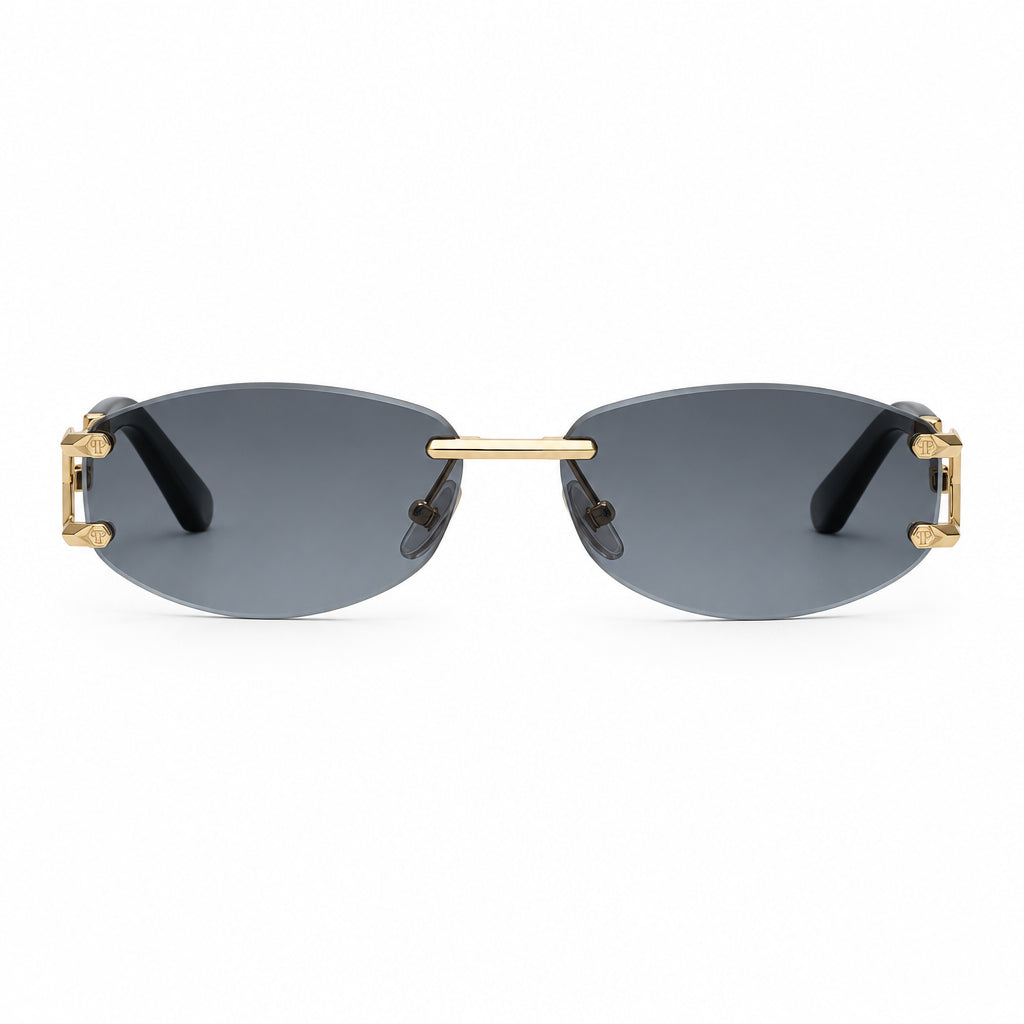 Philipp Plein Unisex Oval PLEIN SLEEK Black Sunglasses
