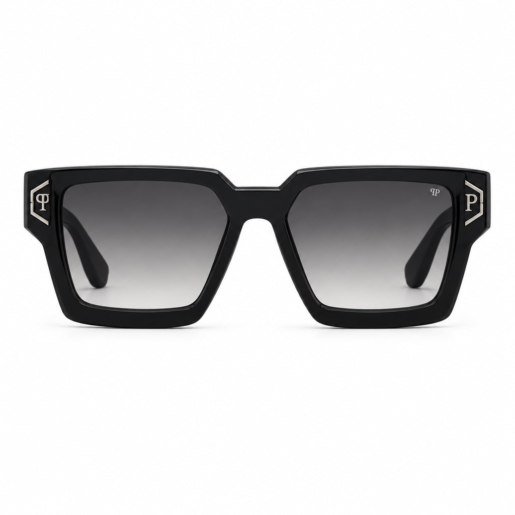 Philipp Plein Men's Square Matte / Sandblasted Black Sunglasses
