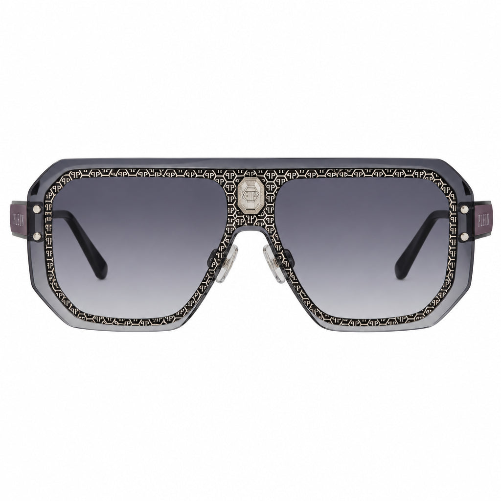 Philipp Plein Unisex Shield Semi-Matt Purple / Silver Sunglasses