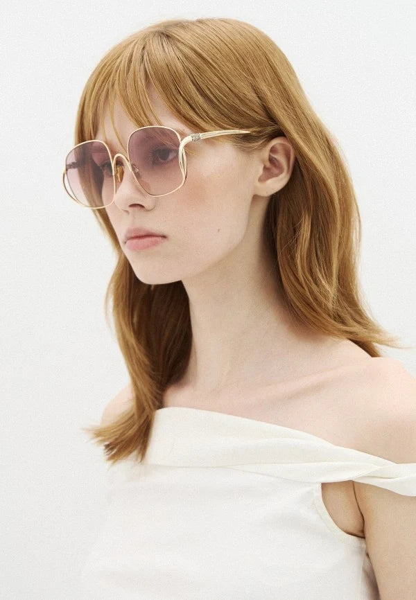 Miu Miu Women MU A57S Oversized Square Pale Gold / Pink Violet Gradient Sunglasses
