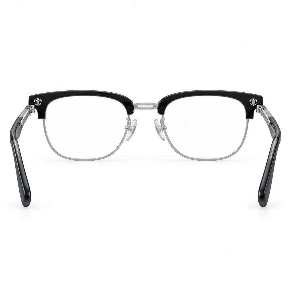 Chrome Hearts Unisex Black-Silver Titanium Semi-Rimless Optical Frames