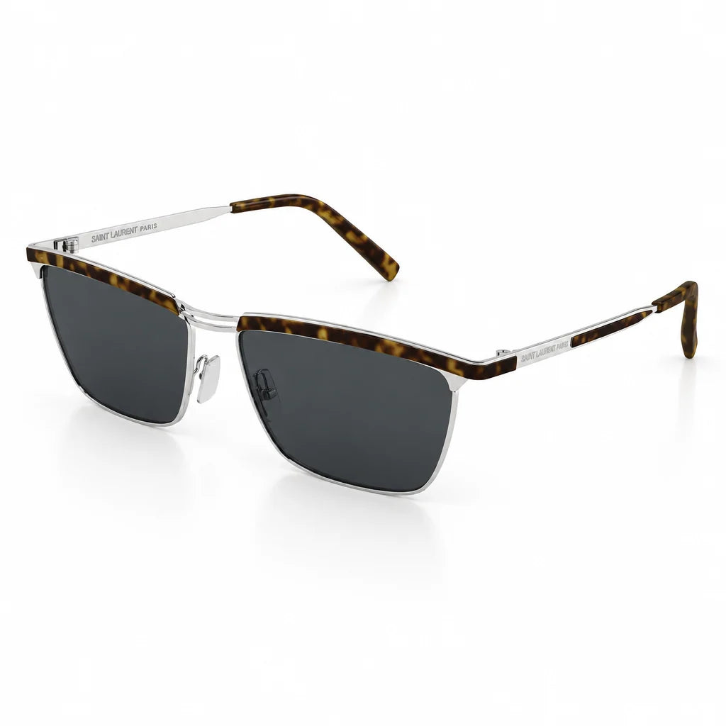 Saint Laurent Men SL 795 Joe Square Silver / Havana Sunglasses