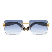 Philipp Plein Men Rimless Square Navigator Blue Gradient Sunglasses