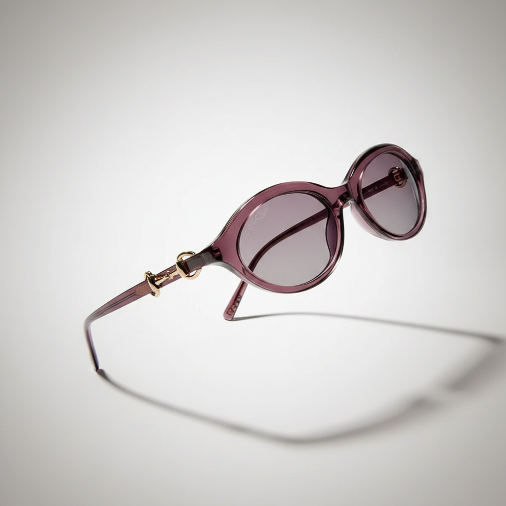 Gucci Women Oval Frame Transparent Brown Sunglasses