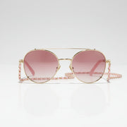  Chanel Women Pilot Calfskin Pink Gradient Sunglasses 