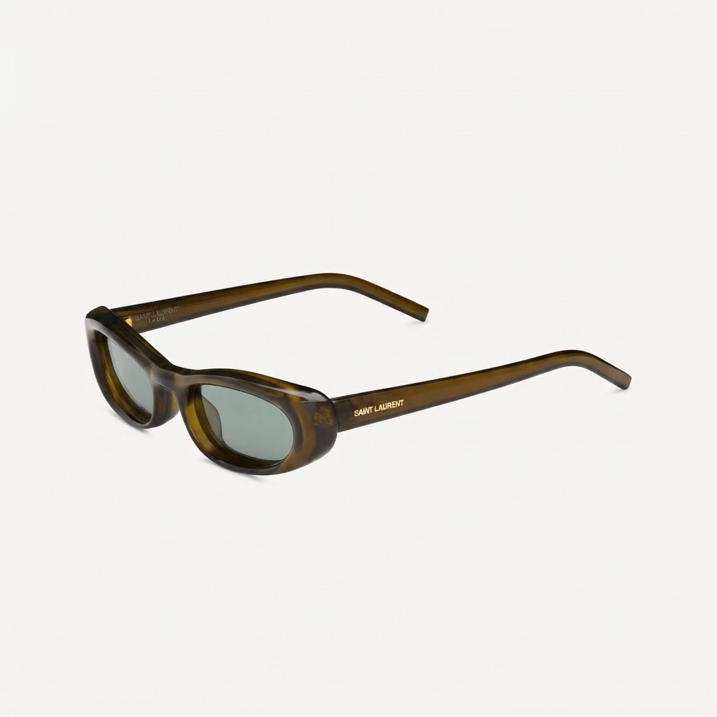 Saint Laurent Women SL 557 SHADE PLUMP Transparent Khaki Sunglasses
