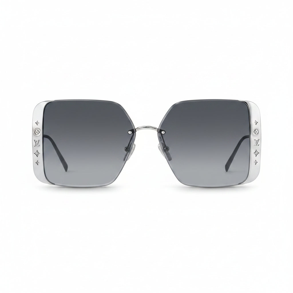 Louis Vuitton Women Square Frame Satin Silver Sunglasses