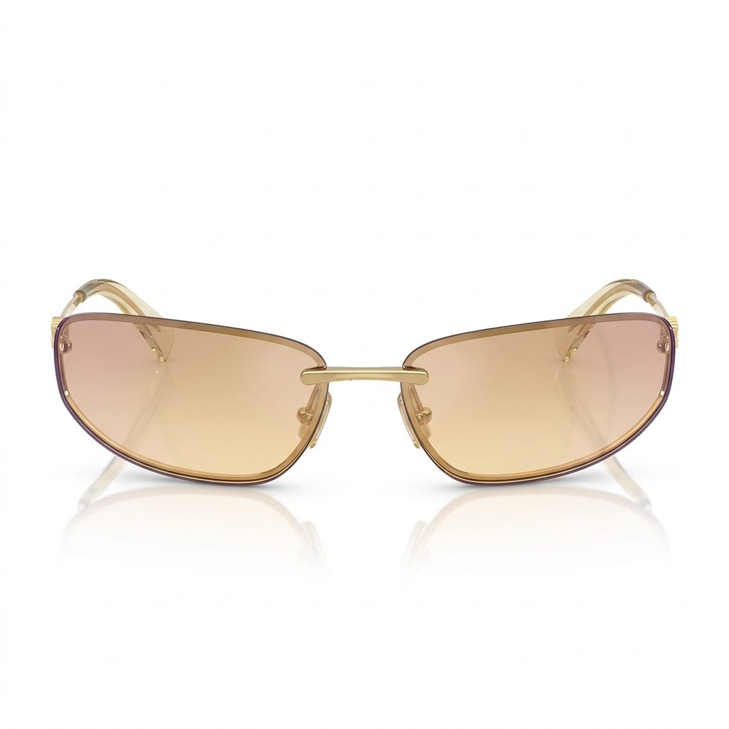 Miu Miu Women MU A50S Rimless Shield  Gold / Yellow Gradient Sunglasses 