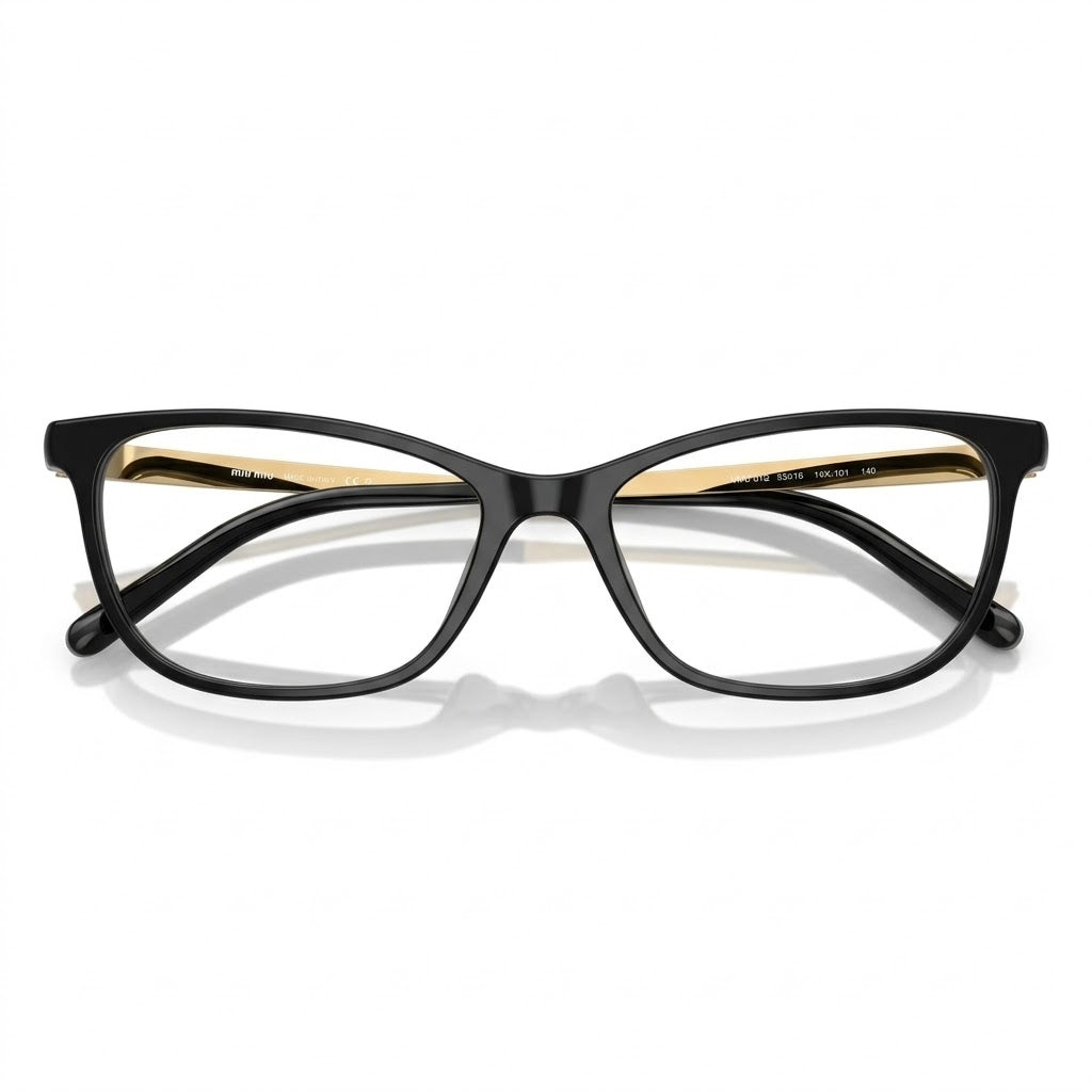 Miu Miu Women Cat-Eye Shiny Black / Gold Optical Glasses