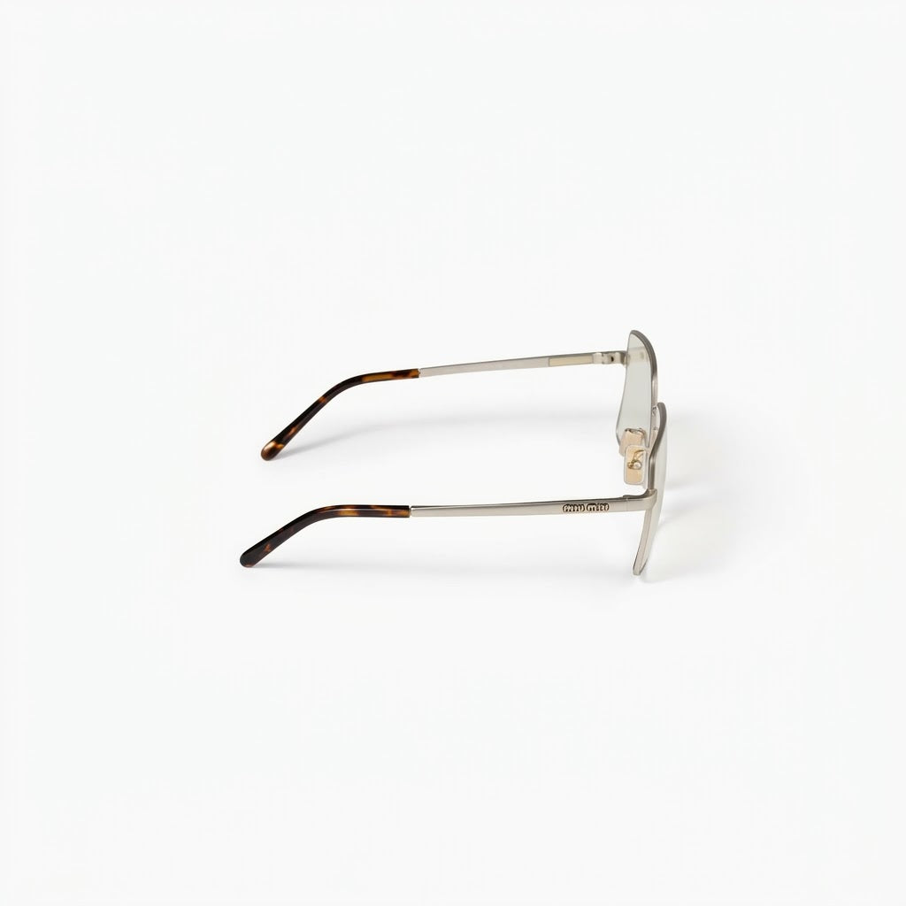 Miu Miu Runway SMUC53 Women Champagne Metal Blue-ray Transparent Glasses