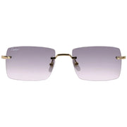 Cartier Signature Unisex Rimless Square Marbled Ivory/Silk Acetate Temples Grey Sunglasses,