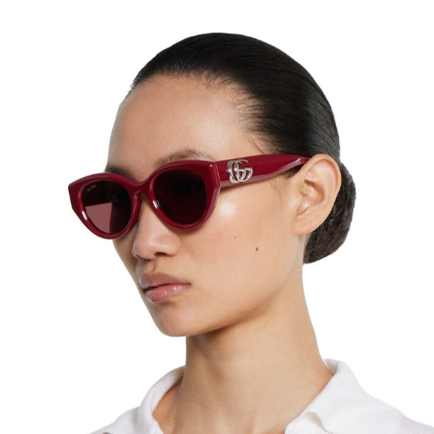 Gucci Women Low Nose Bridge Fit Red Sunglasses