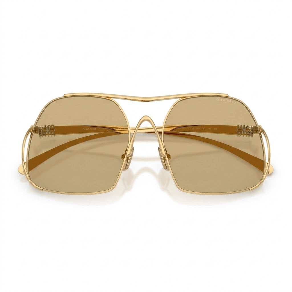 Miu Miu MU A55S Women Square Gold / Yellow Sunglasses