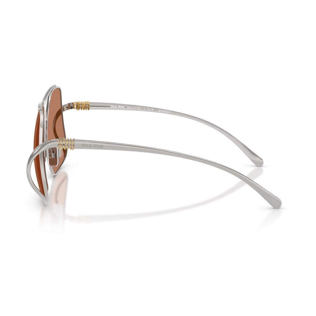 Miu Miu MU A55S Women Square Silver / Brown Sunglasses