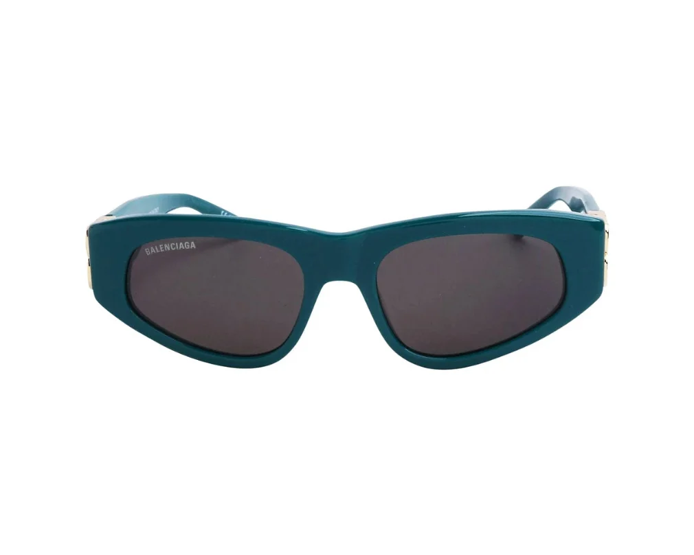 Balenciaga Women Dynasty Shiny Solid Green / Gold D-Frame Sunglasses