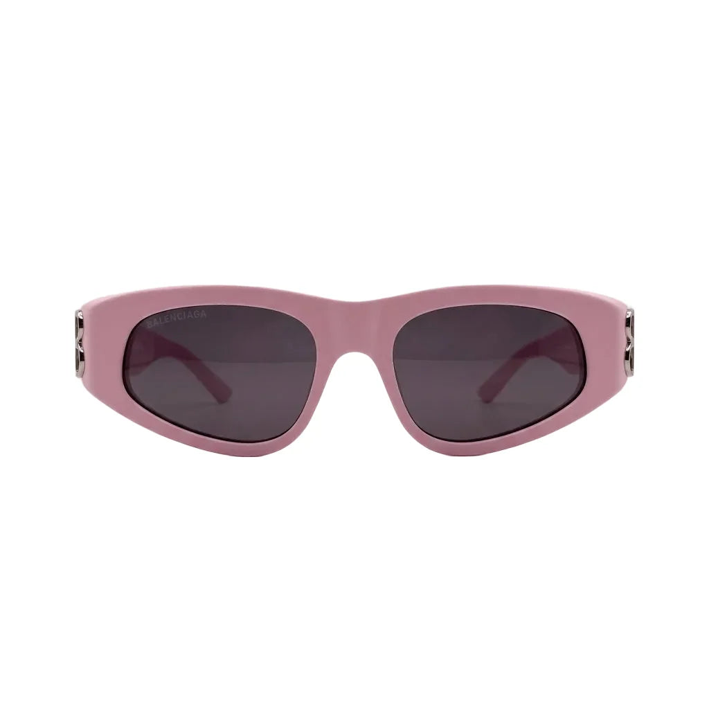 Balenciaga Women Dynasty Shiny Solid Pink / Silver D-Frame Sunglasses