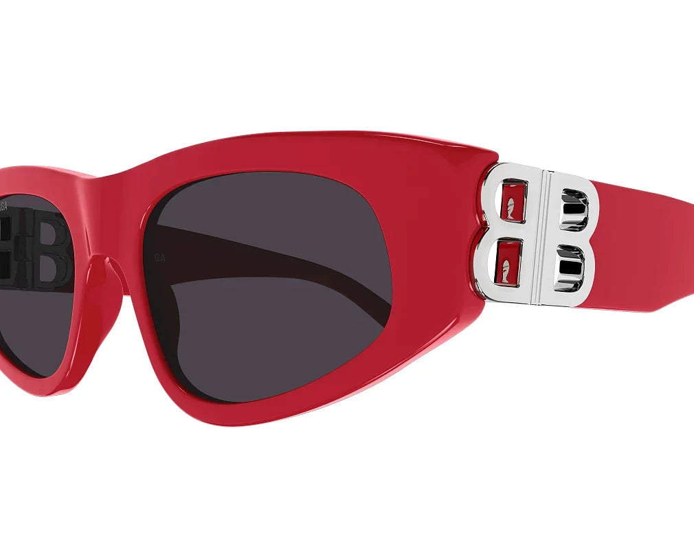Balenciaga Women Dynasty Shiny Solid Red / Grey D-Frame Sunglasses