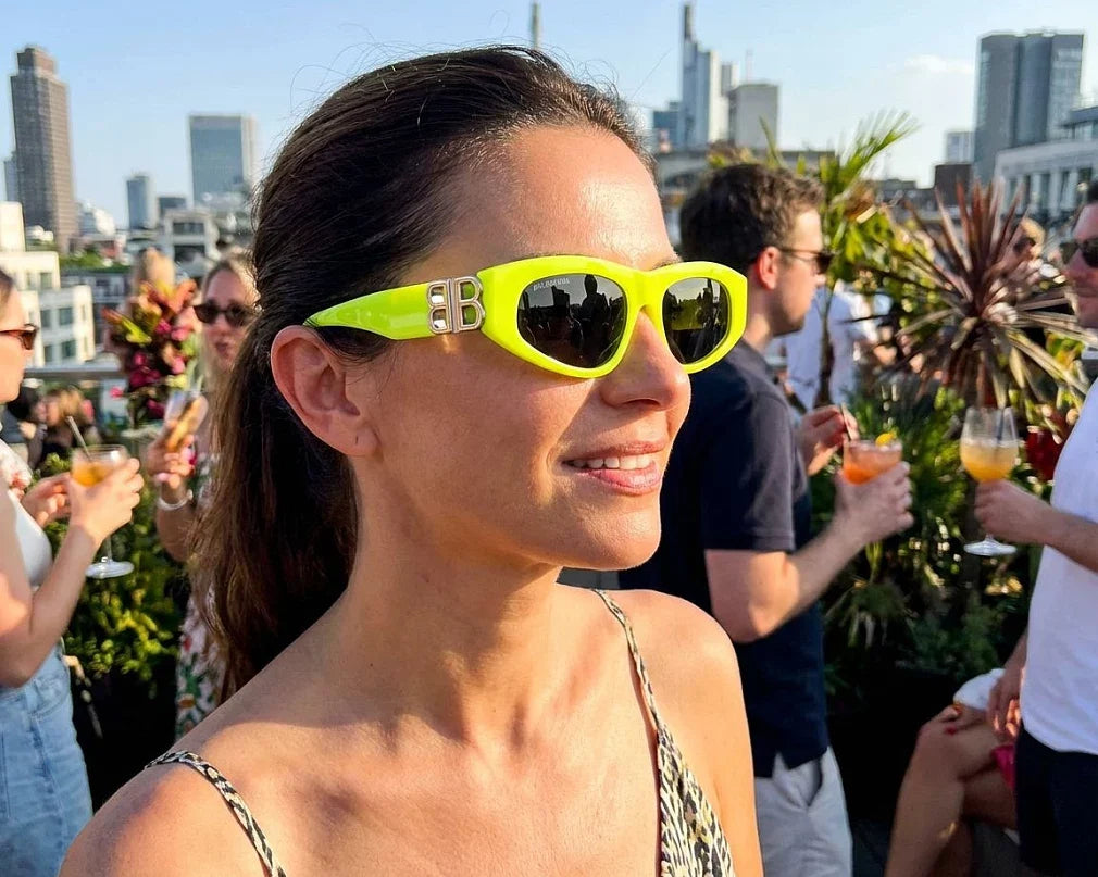 Balenciaga Women Dynasty Yellow / Silver D-Frame Sunglasses
