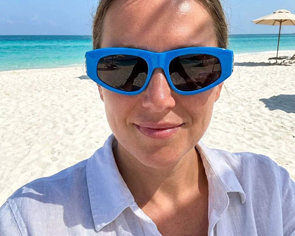 Balenciaga Women Dynasty Blue / Grey D-Frame Sunglasses