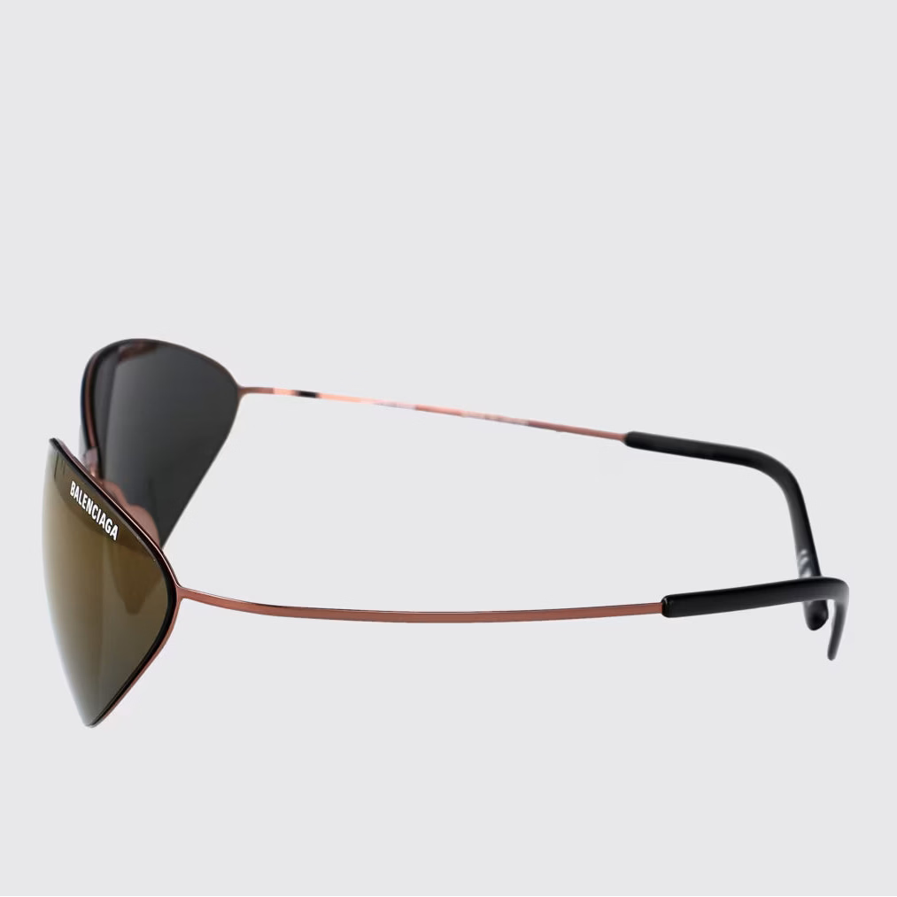 Balenciaga Unisex BB0350S Ochre Brown Cat-Eye Titanium Sunglasses