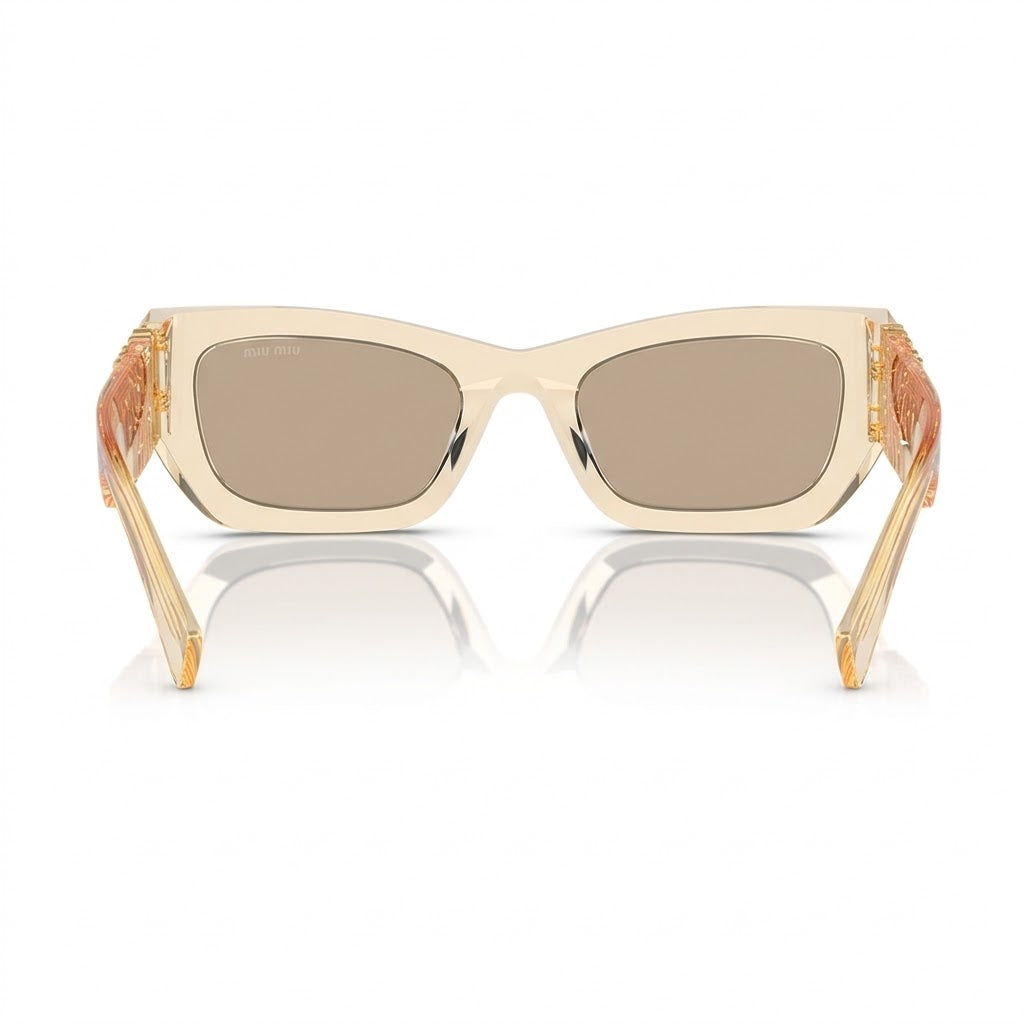 Miu Miu MU 09WS Women Rectangle Sand Transparent / Dark Brown Sunglasses